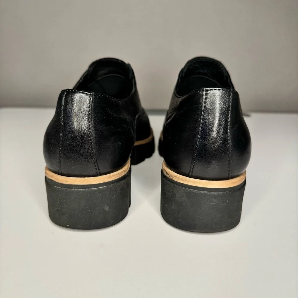 Atelier Women’s Barton Black & Tan Italian Leather Platform Penny Loafers Sz 38 - Picture 7 of 14